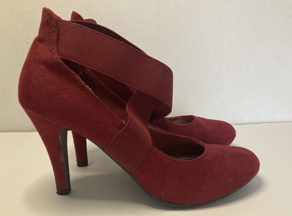 Styluxe Women’s Red Heels Size 6.5 Strappy Dress Shoes Stylish Party Evening
